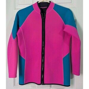 REALON Wetsuit Top Jacket 2XL Pink Blue Front Zip Unisex 2MM Neoprene Surf Beach